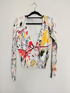Retro Mod Abstract VTG VDP Club Via Delle Perle Gym Couture Italia Knit Sweater